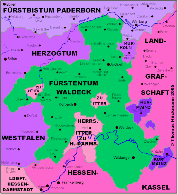 Karte des Fürstentum Waldecks 1789